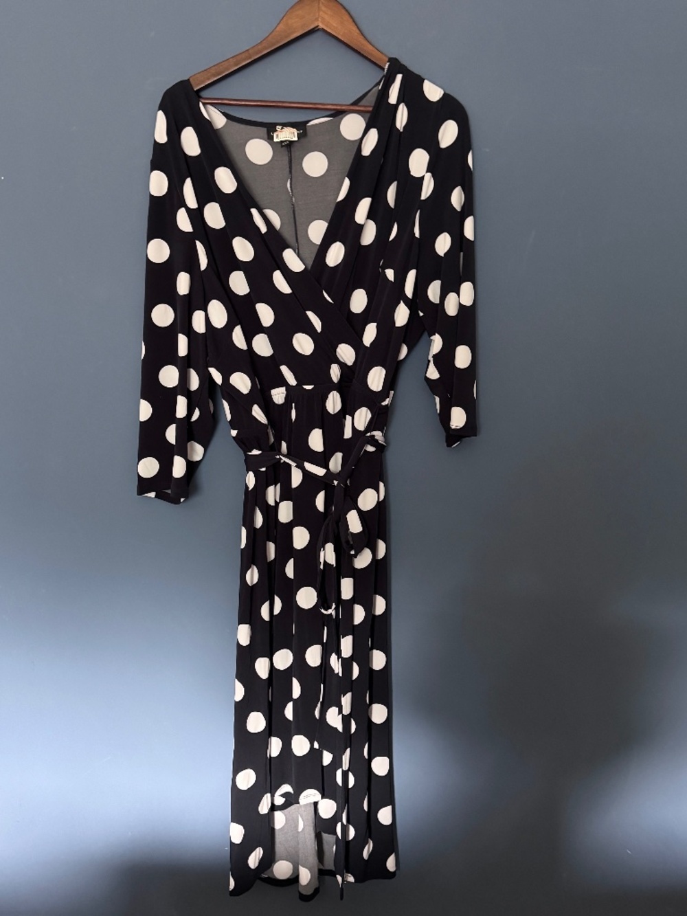 Lane Bryant Hi/Lo Navy & White Polka Dot Maxi Dress 22/24 in EUC